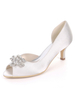 Chaussures de mariage en satin encre bleu peep toe strass mère chaussures chaton talon mariage invité chaussures