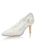 Chaussures de mariage en satin ivoire à bout pointu et talon aiguille 3.1 "chaussures de mariée