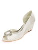 Chaussures de mariage en satin strass ivoire Peep Toe talon compensé chaussures de mariée chaussures mère