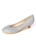 Chaussures de mariage en tissu pailleté argent bout rond strass talon gobelet 1.4