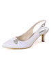 Chaussures de mariage en tissu pailleté blanc bout pointu boucle chaton chaussures à talons