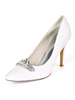 Chaussures de mariage en tissu pailleté blanc strass bout pointu talon aiguille chaussures de mariée