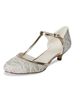 Chaussures de mariage en tissu pailleté Champagne bout rond type T bandage talon de gobelet en cuir Synthétique