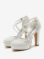Chaussures de mariage Escarpins de mariée à bout rond brodés
