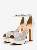 Chaussures De Mariage Escarpins De Mariée Bout Ouvert Perles