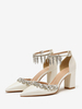 Chaussures de mariage Escarpins de mariée en cuir PU à bout pointu avec strass