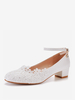 Chaussures de mariage Escarpins de mariée en cuir PU à bout rond et fleurs