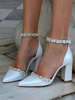 Chaussures de mariage Escarpins de mariée en cuir PU Bout pointu Chaînes