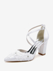 Chaussures de mariage Escarpins de mariée femme bride fleur en satin à bout pointu