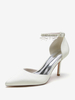 Chaussures De Mariage Escarpins De Mariée Femme Frange Perle En Satin À Bout Pointu
