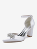 Chaussures De Mariage Escarpins De Mariée Femme Satin Bout Pointu Strass