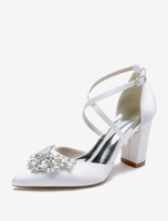 Chaussures de mariage Escarpins de mariée Satin Bout pointu Strass