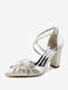 Chaussures De Mariage Escarpins De Mariée Satin Bout Pointu Strass Perle À Talon