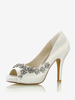 Chaussures de mariage Escarpins de mariée Satin Peep Toe Strass