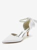 Chaussures de mariage Escarpins de mariée Soie et satin Bout pointu Perles