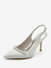 Chaussures de mariage Escarpins de mariée Soie et satin Bout pointu Perles