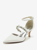 Chaussures de mariage Escarpins de mariée Soie et satin Bout pointu Strass