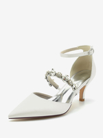 Chaussures de mariage Escarpins de mariée Soie et satin Bout pointu Strass