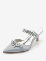 Chaussures de mariage Escarpins de mariée Soie et satin Bout pointu Strass