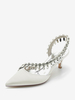 Chaussures De Mariage Escarpins De Mariée Soie Et Satin Bout Pointu Strass