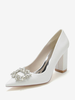 Chaussures de mariage Escarpins de mariée Tissu pailleté Bout pointu Strass