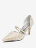Chaussures de mariage femme Escarpins de mariée en dentelle à bout pointu brodé