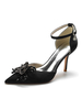 Chaussures de mariage Fleurs en satin argenté Bout pointu Talon aiguille Chaussures de mariée