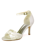 Chaussures de mariage Ivoire Boucle en satin Bout ouvert Talon aiguille Chaussures de mariée