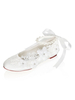 Chaussures de mariage Ivoire Bout rond Satin Fleurs supérieures Chaussures de mariée plates