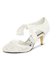Chaussures de mariage ivoire bout rond talon conique dentelle talons de mariée