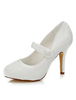Chaussures de mariage Ivoire brodé élégant Satin haut talon chaussures de mariée