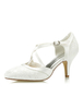 Chaussures De Mariage Ivoire Dentelle Bout Pointu Criss Cross Chaussures De Mariée Vintage Femmes Talons Hauts