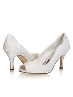 Chaussures de mariage ivoire dentelle peep toe talon aiguille chaussures de mariée