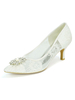 Chaussures de mariage ivoire dentelle strass bout pointu chaton talon chaussures de mariée