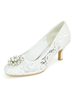 Chaussures de mariage Ivoire dentelle strass bout rond chaton talon chaussures de mariée