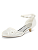 Chaussures de mariage ivoire fleurs en maille imprimées bout ouvert talon chaton bride à la cheville chaussures de mariée