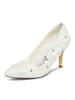 Chaussures de mariage ivoire Maille bout pointu fleurs talon aiguille chaussures de mariée à enfiler