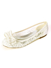 Chaussures de mariage Ivoire Mesh Bows Bout rond Chaussures de mariée plates