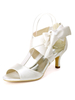 Chaussures de mariage Ivoire Satin Bout ouvert Arcs Talon chaton 2.4 "Chaussures de mariée