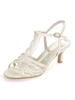 Chaussures de mariage Ivoire Satin Bout ouvert Boucle Chaton Talon Chaussures de mariée