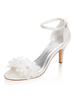 Chaussures de mariage ivoire Satin bout ouvert strass talon aiguille bride à la cheville chaussures de mariée