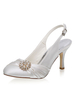 Chaussures de mariage Ivoire Satin Bout rond Perles Talon aiguille 3.1 "Chaussures de mariée