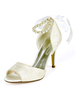 Chaussures de mariage Ivoire Satin Bows Peep Toe Stiletto Heel Chaussures de mariée Bride à la cheville Talons