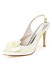 Chaussures de mariage Ivoire Satin Fleurs Bout pointu Talon aiguille Chaussures de mariée
