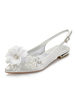 Chaussures de mariage Ivoire Satin Sequins Bout pointu Sling Flat Back Chaussures de mariée