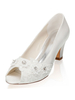 Chaussures de mariage ivoire Satin strass Peep Toe Chunky Heel Chaussures de mariée