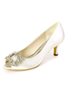 Chaussures de mariage Ivoire Satin Strass Peep Toe Kitten Heel Chaussures de mariée