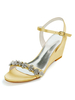 Chaussures de mariage ivoire strass en satin bout ouvert chaussures de mariée talon compensé