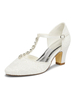 Chaussures de mariage ivoire Tissu pailleté Bout fermé Paillettes Talon épais Talons de mariée de type T