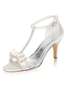 Chaussures de mariage élégantes Ivoire Satin T-type Sandales Talon aiguille Chaussures de mariée avec noeud